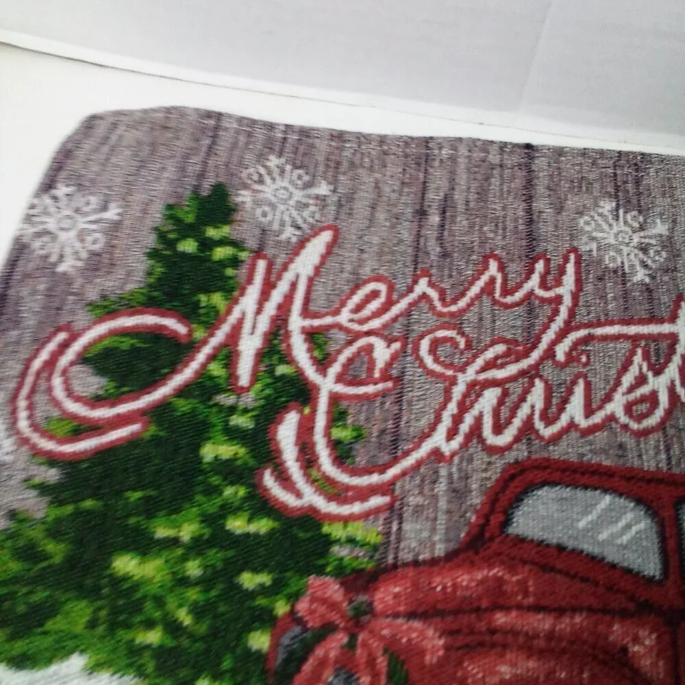 Christmas Placemat Lot of 4 Red Truck Tree Fabric 18